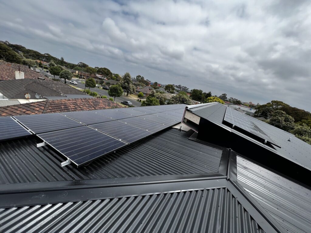 Residential home lined up with solar panels