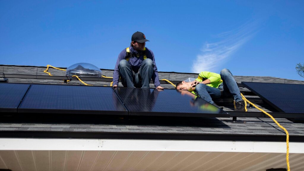 SEN Solar assessing solar panels at a Melbourne home.